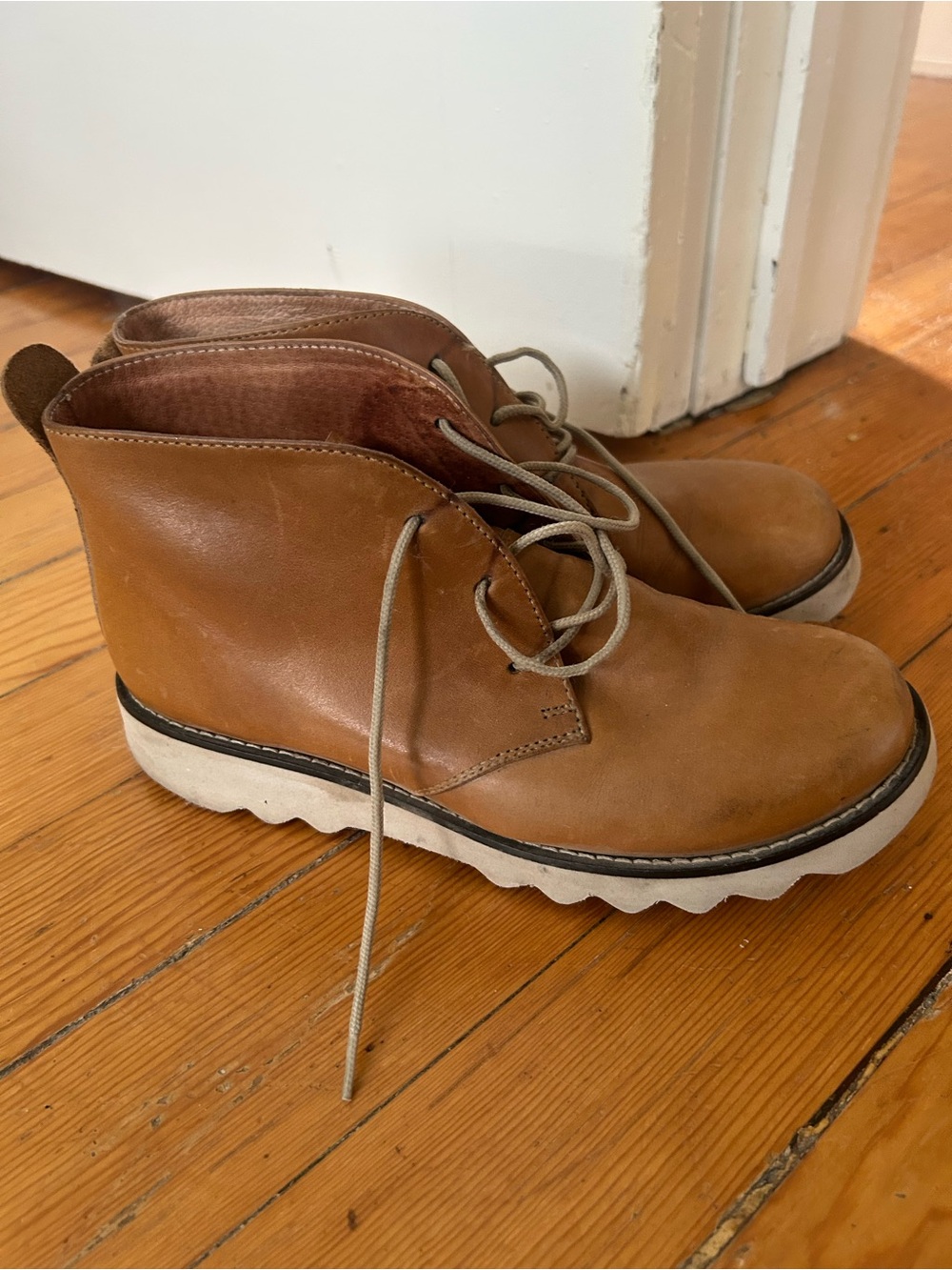 Sanita Lace-Up Women's Boots in Brown with White Soles